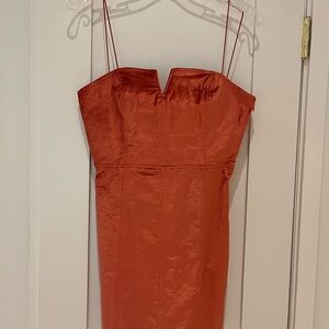 Free People Orange Velvet Cocktail/Going Out Mini Dress